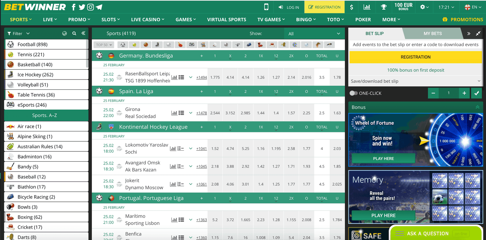BetWinner bookmaker in Africa